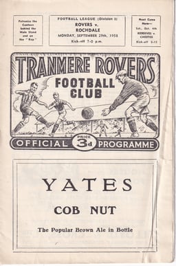 Tranmere Rovers v Rochdale Match Programme 1958-09-29